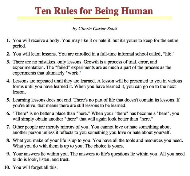 Ten Rules for Being Human